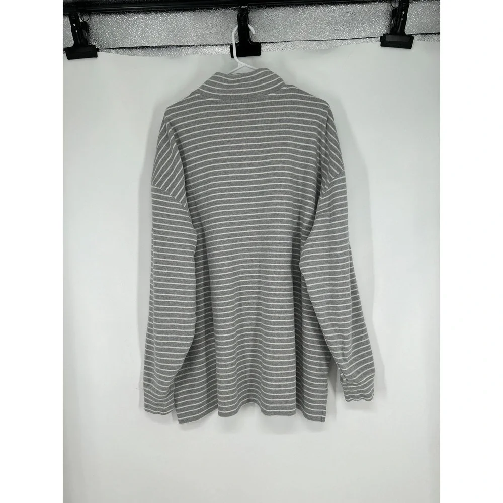 Polo Ralph Lauren Sweater‎ Mens 3XL Tall 3XLT Grey White Striped Quarter 1/4 Zip